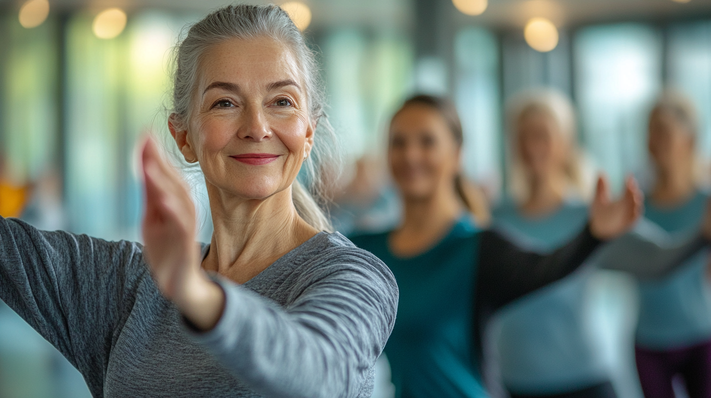 Активні люди старшого віку під час тренування